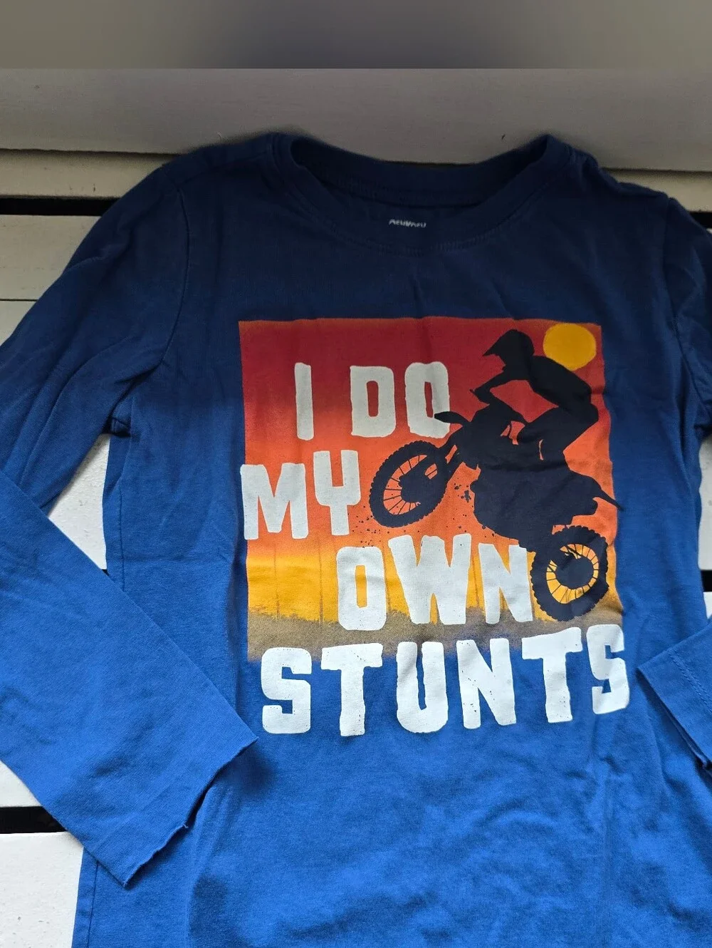 OshKosh B'gosh Blue Long Sleeve 'I Do My Own Stunts' Tee
